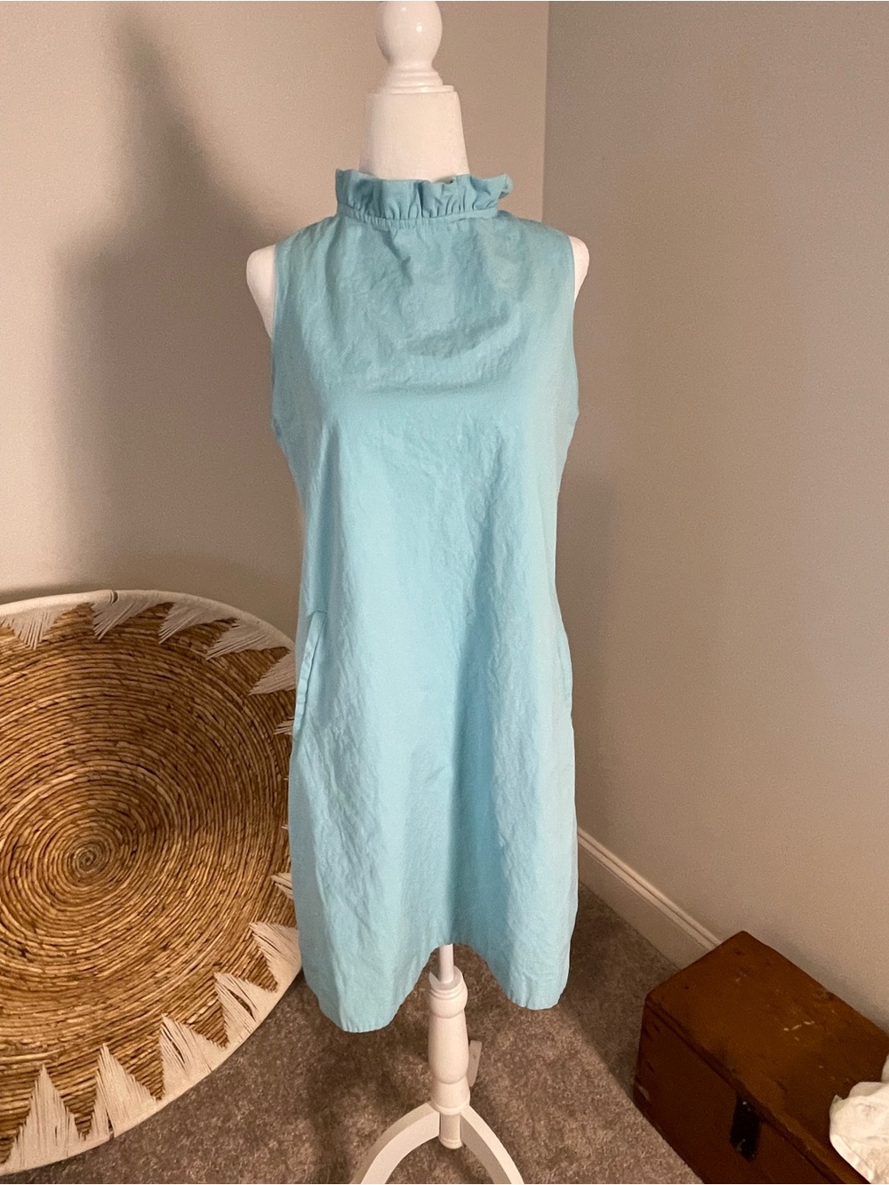 Tyler Boe Sleeveless Ruffle Mock Neck Mini Dress - Light Blue
